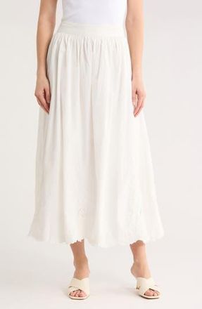 Elie Tahari Floral Embroidered Cotton Maxi Skirt in White at Nordstrom Rack, Size X-Large