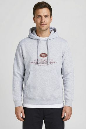 Jack & Jones Kapuzensweatshirt JACK & JONES JORGREENE BRANDING SWEAT HOOD CH, Herren, Gr. XXL, hellwei&szlig; detail:melange, angeraute Sweatware, Obermaterial: 60% Baum