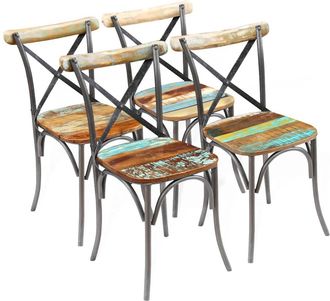 vidaXL Vidaxl - Sillas De Comedor 4 Unidades Madera Maciza Reciclada