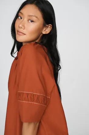 Maeve 100% Cotton Smocked Short-Sleeve Blouse