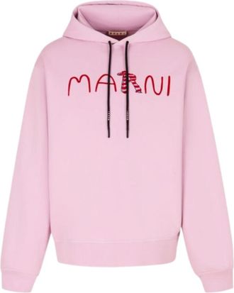 Marni Pink Logo-Print Hoodie