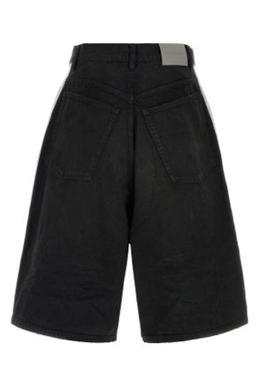 Balenciaga Mens Black Denim Bermuda Shorts Darkbrownblack Exterior: Cotton