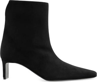 Khaite 55mm Ona square-toe ankle boots - women - Calf Suede/Calf Leather/Calf Leather - 39.5 - Black