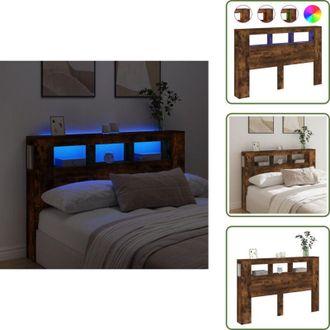 vidaXL The Living Store Testiera LED Rovere Fumo 160x18,5x103,5 cm Legno Multistrato - Testiera letto