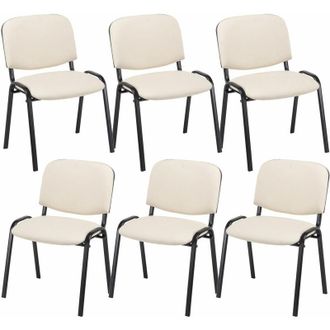 Clp Set 6 Sillas De Conferencia Ken En Cuero Pu Crema