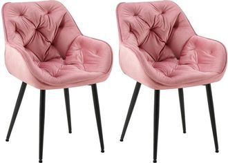 Clp Clp - Set De 2 Sillas De Comedor Tanna En Terciopelo Rosa