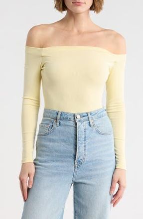 Blu Pepper Long Sleeve Off the Shoulder Top in Butter Yellow at Nordstrom Rack, Size Medium