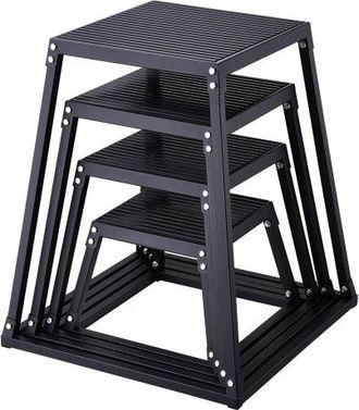 OEM 4-teilige Plyometrische Sprungboxen, 305/458/609/762 Mm Plyometric Box Schwarz, Rutschfestes Fitness-&uuml;bungs-step-up-box-set F&uuml;r Heim-fitness-training,