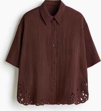 H&M Strandbluse mit Broderie Anglaise - Brown