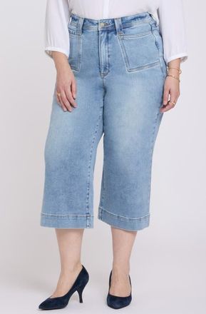 NYDJ Brigitte Patch Pocket Wide Leg Capri Jeans in Mist Springs at Nordstrom, Size 20W