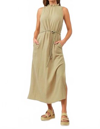 Dear John Denim Emerson Keyhole Midi Dress In Sea Kelp Gauze