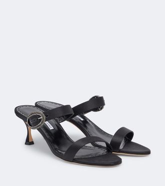 Manolo Blahnik Zutosanmu embellished satin mules