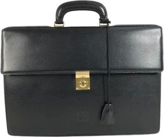 Loewe Pre-owned Aktetas Handtas - Dames - Vintage Handtas - Zwart - ONE Size - Leer - Vintage