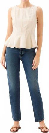 Fifteen Twenty Womens Zoyla Contrast Stitch Top In Natural