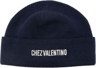 Valentino Garavani Chez Beanie - Heren - Hoeden - Blauw - ONE Size - Wol - Accessoires