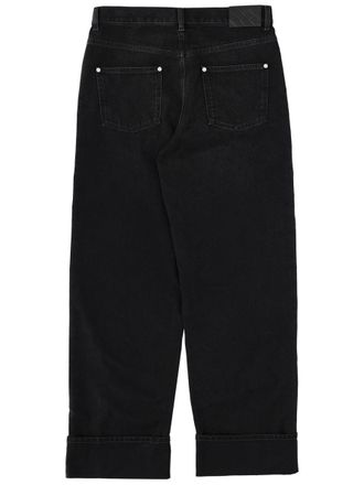 Bottega Veneta Cotton Wide-Leg with Folded Hem Jeans - Black