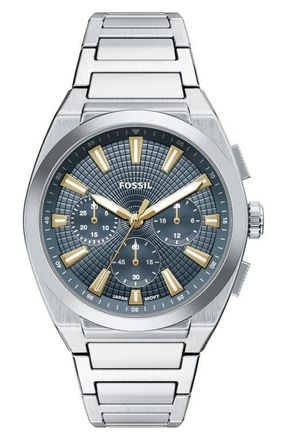 Fossil Everett Chronograph Bracelet Watch, 44mm in Silver at Nordstrom