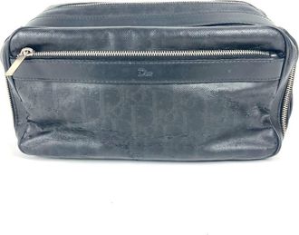 Dior Black Leather Coated Canvas Clutch Bag Pouch (Pre-Owned)