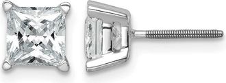 Diamond2Deal 14k Gold 2 ct Princess Lab Grown Diamond Stud Earrings VS Clarity, D-E Color