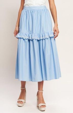Flying Tomato Embroidered Midi Skirt in Light Blue at Nordstrom Rack, Size Medium