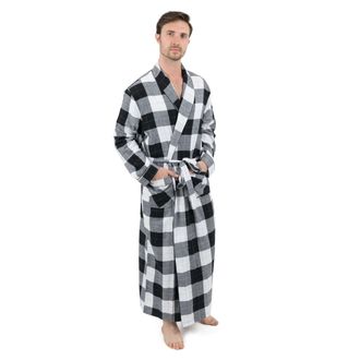Leveret Christmas Mens Flannel Robe Plaid