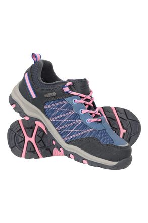 Mountain Warehouse Stampede Kids Walking Shoes - Lightweight & Waterproof Sneakers with Suede & Mesh Upper for Boys & Girls - for Spring Summer, Wet Weather Lilac Junior