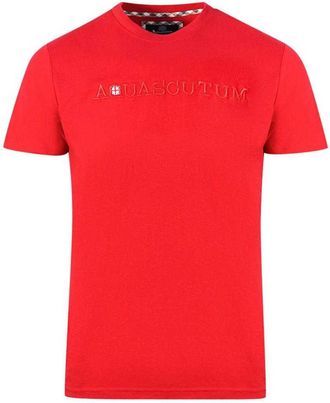 Aquascutum Heren T-shirt met reliëflogo (Rood)