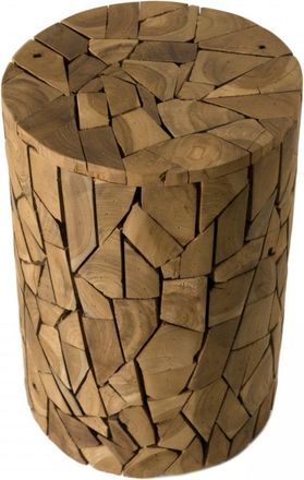 Macabane Mesa auxiliar redonda de madera de teca D30