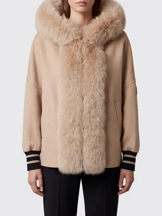Ermanno Scervino Giacca in pelliccia shearling con cappuccio e profili a contrasto