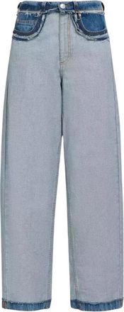 Marni Laagbouw Blauwe Katoenen Wijde Spijkerbroek - Dames - Loose Fit Jeans - Blauw - 3XS - Katoen - Jeans