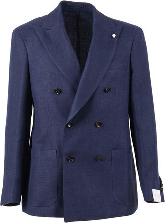 Lubiam Double Breasted Drop 7 Textured Blazer