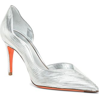 Santoni Womens leather high-heel pump in Silver at Nordstrom, Size 8.5