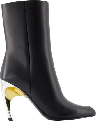 Alexander McQueen Armadillo Enkellaars - Dames - Laarzen met Hak - Zwart - 36 EU - Leer - Schoenen