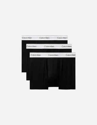 Calvin Klein Mens 3-Pack Icon Cotton Stretch Relaxed Dart Boxer Trunks, Black/white - Size: 32/30/31