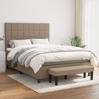 vidaXL Vidaxl - Cama Box Spring Con Colch&oacute;n Tela Gris Taupe 140x190 Cm