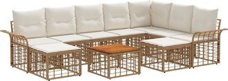 vidaXL Conjunto De Sof&aacute;s De Exterior 10 Uds. 9 Plaza Natural Y Crema Vidaxl
