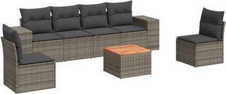 vidaXL Vidaxl - Set De Sof&aacute;s De Jard&iacute;n 7 Piezas Con Cojines Rat&aacute;n Pe Gris