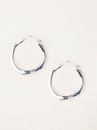 Fat Face FatFace Silver Tone Hammered Hoop Earrings