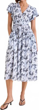 Ulla Johnson Lyria Printed Cotton Midi Dress In Ciel