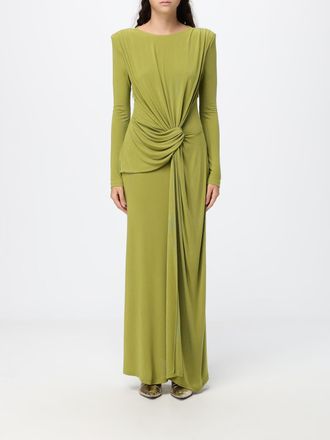 Eleh Long Evening Gown in Jersey with a Knotted Waist and Padded Shoulders