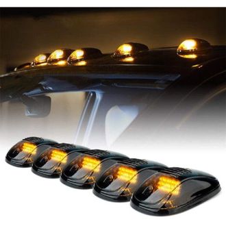 OEM Pack De 5 Luces Led Impermeables Para Techo De Coche Y Cami&oacute;n, &Aacute;mbar Y Lente Ahumada Negra