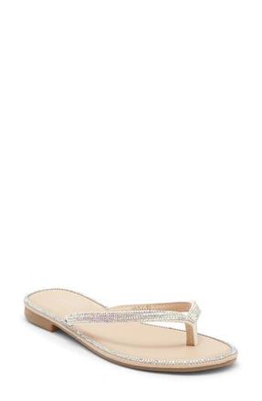 Top Moda Haiti Rhinestone Embellished Flip Flop in White Pu at Nordstrom Rack, Size 6.5