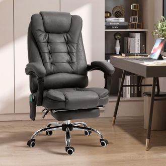 STILVORA Sedia Da Ufficio Ergonomica Massaggiante Con Riscaldamento, Altezza E Inclinazione Regolabili, Con Poggiapiedi Estraibile, Grigia