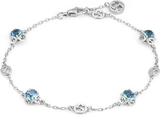 Gucci Armband in 18kt witgoud met topazen en Interlocking G-detail - Dames - Armbanden - Grijs - ONE Size - Accessoires