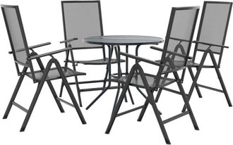 vidaXL Reclining Garden Chair Set 5 pcs Anthracite Powder-coated Steel vidaXL