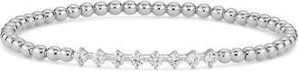 Nadri Cubic Zirconia Beaded Stretch Bracelet in Rhodium at Nordstrom Rack