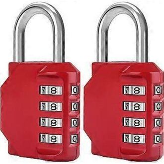 OEM [paquete De 2] Candado De Combinaci&oacute;n De 4 D&iacute;gitos, Resistente Al Agua, De Metal Y Acero Chapado - Rojo