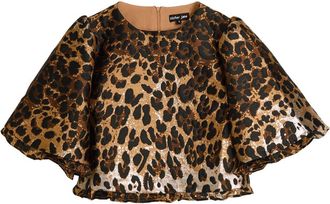 Sister Jane Suite Leopard-jacquard Woven Crop top - 12 (UK12 / M)
