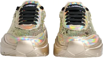 Dolce & Gabbana Gold Sequin Iridiscent Daymaster Sneakers Mens Shoes