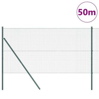 Berkfield Home Green Welded Wire Fence with 13 Posts Green 1.2x50 m Steel
